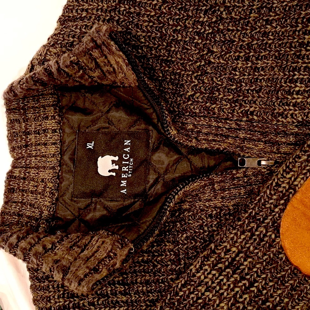 American Stitch, Size XL, Black/Brown Knit, Zip up Jacket